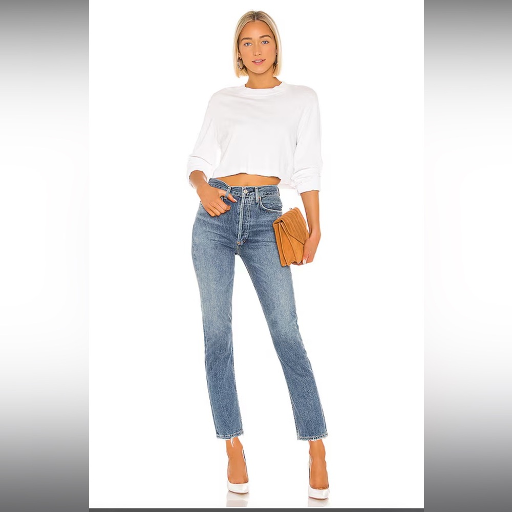 AGOLDE Riley High Rise Crop Jeans in Frequency Size 26